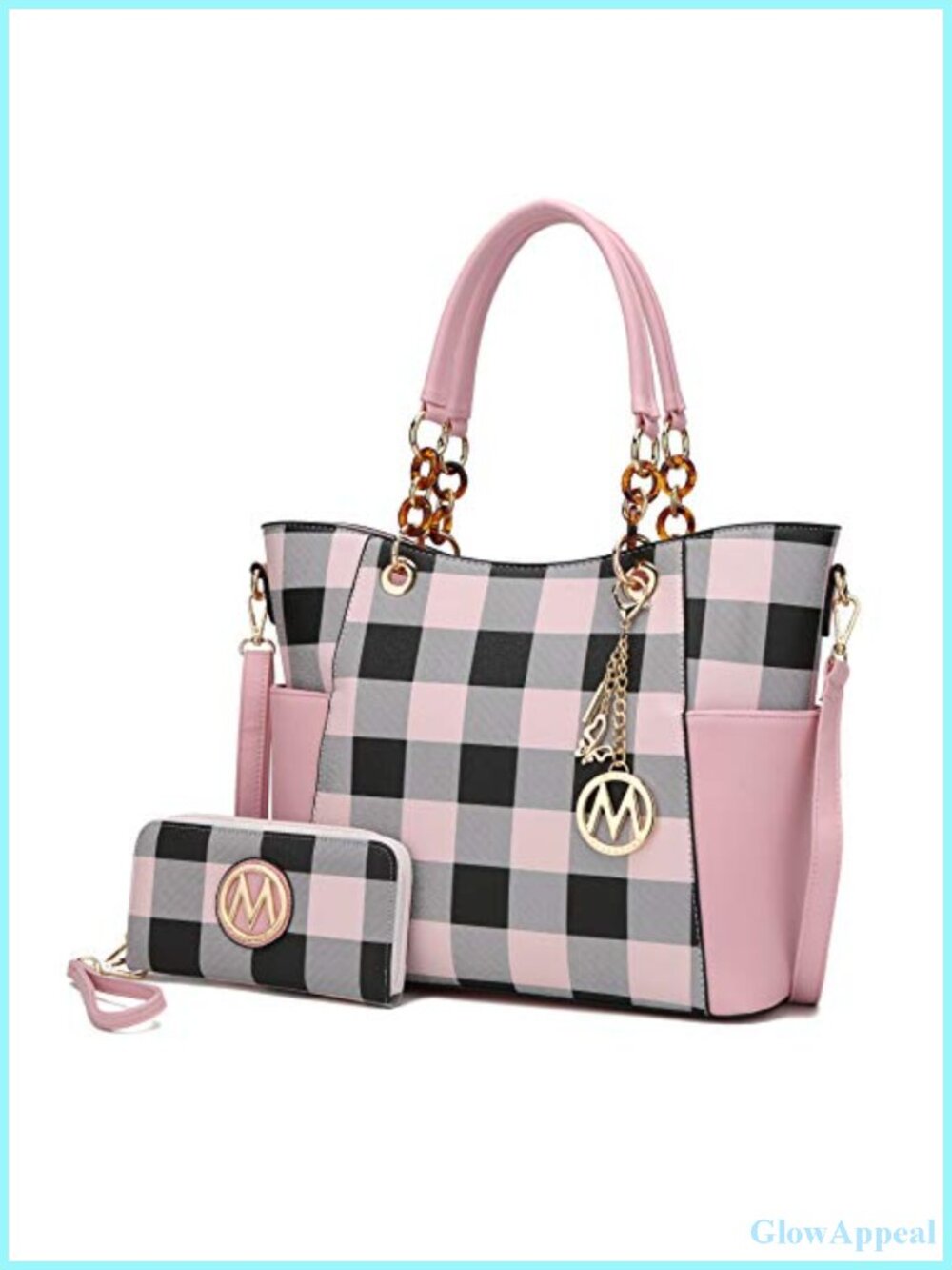 Vegan Leather Tote Bag Set with Wallet, Top Handle Purse, Adjustable Crossbody